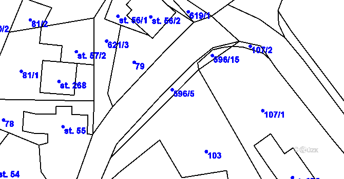 Parcela st. 596/5 v KÚ Paceřice, Katastrální mapa