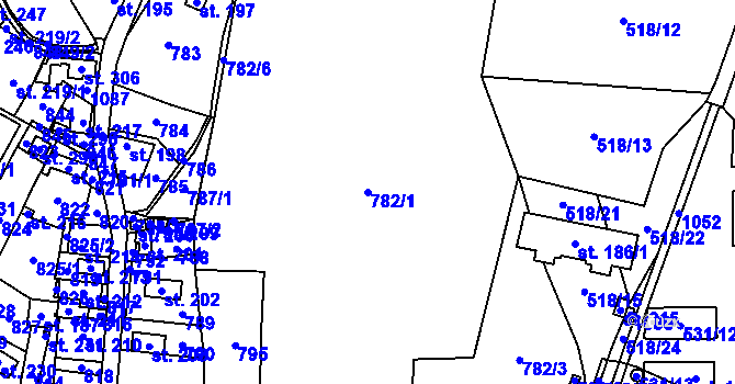 Parcela st. 782/1 v KÚ Paceřice, Katastrální mapa