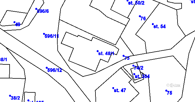 Parcela st. 48/1 v KÚ Paceřice, Katastrální mapa