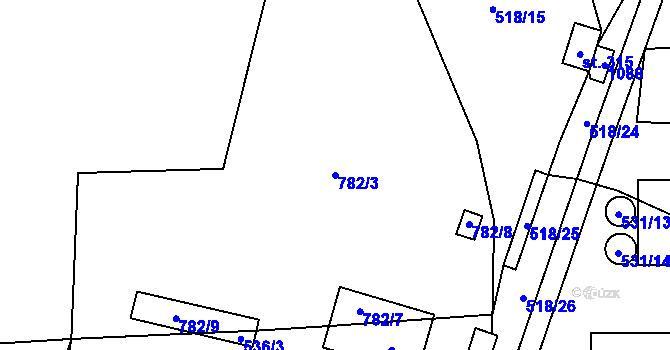 Parcela st. 782/3 v KÚ Paceřice, Katastrální mapa