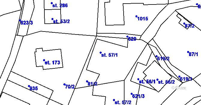 Parcela st. 57/1 v KÚ Paceřice, Katastrální mapa