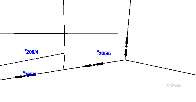 Parcela st. 205/5 v KÚ Paceřice, Katastrální mapa