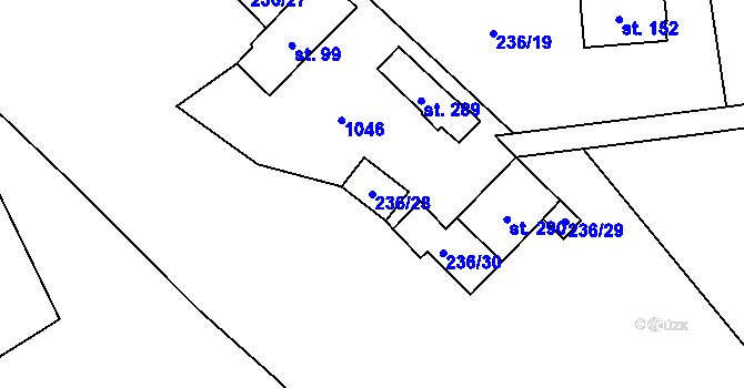 Parcela st. 236/28 v KÚ Paceřice, Katastrální mapa