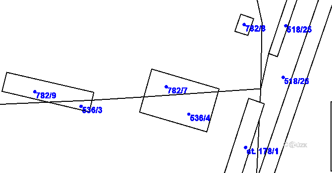 Parcela st. 782/7 v KÚ Paceřice, Katastrální mapa
