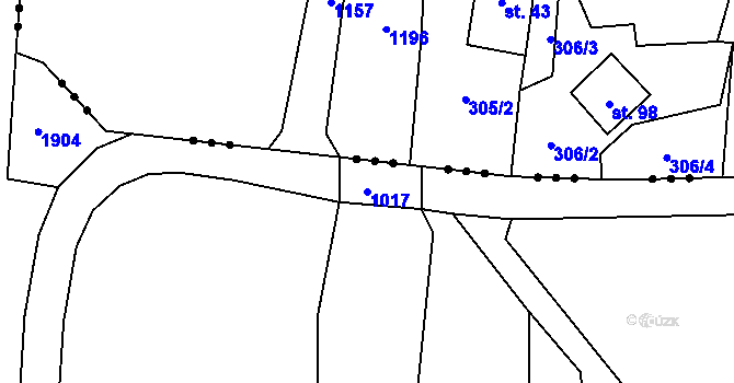 Parcela st. 1017 v KÚ Paceřice, Katastrální mapa