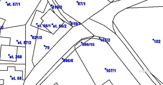 Parcela st. 596/15 v KÚ Paceřice, Katastrální mapa