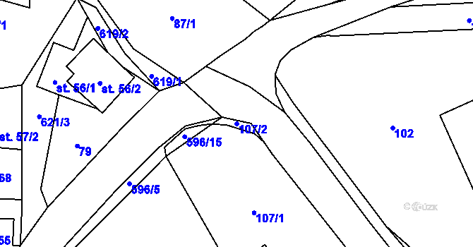 Parcela st. 107/2 v KÚ Paceřice, Katastrální mapa