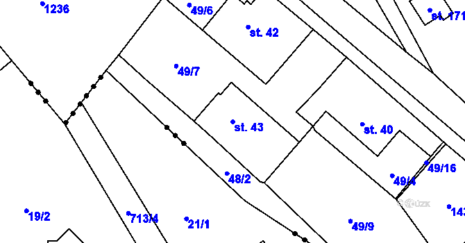 Parcela st. 43 v KÚ Radimovice u Sychrova, Katastrální mapa