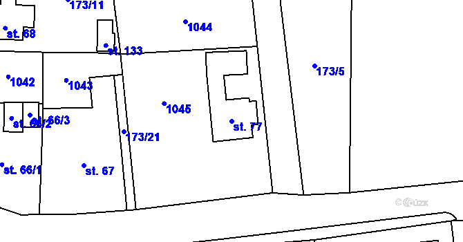 Parcela st. 77 v KÚ Radimovice u Sychrova, Katastrální mapa