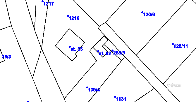 Parcela st. 92 v KÚ Radimovice u Sychrova, Katastrální mapa
