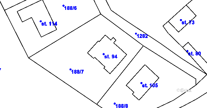 Parcela st. 94 v KÚ Radimovice u Sychrova, Katastrální mapa