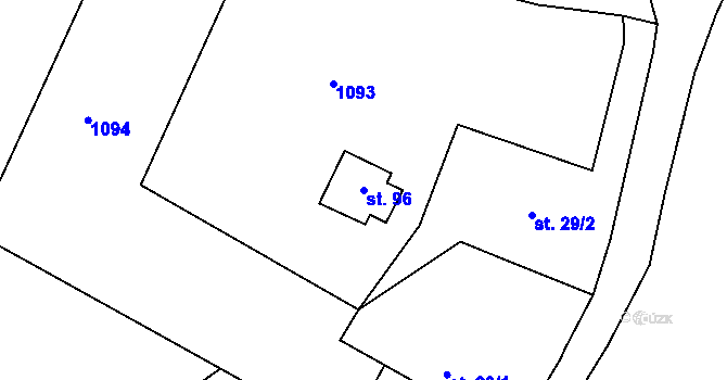 Parcela st. 96 v KÚ Radimovice u Sychrova, Katastrální mapa