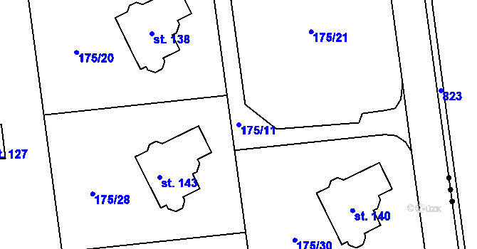 Parcela st. 175/11 v KÚ Radimovice u Sychrova, Katastrální mapa