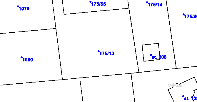Parcela st. 175/13 v KÚ Radimovice u Sychrova, Katastrální mapa