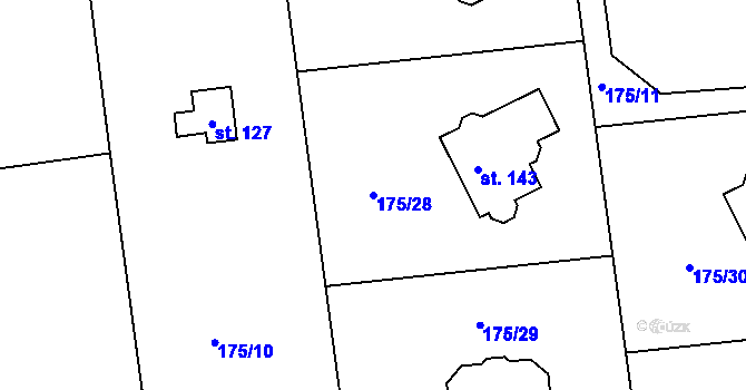 Parcela st. 175/28 v KÚ Radimovice u Sychrova, Katastrální mapa
