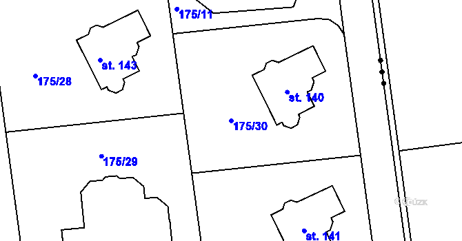 Parcela st. 175/30 v KÚ Radimovice u Sychrova, Katastrální mapa
