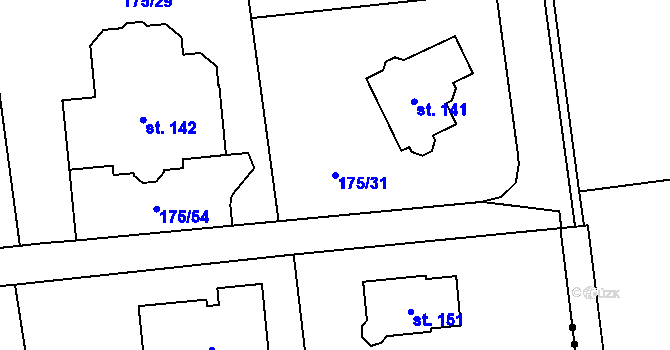 Parcela st. 175/31 v KÚ Radimovice u Sychrova, Katastrální mapa