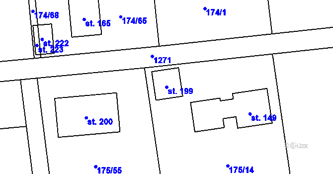 Parcela st. 199 v KÚ Radimovice u Sychrova, Katastrální mapa