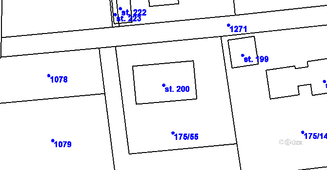 Parcela st. 200 v KÚ Radimovice u Sychrova, Katastrální mapa