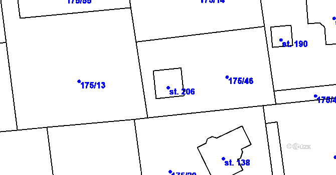 Parcela st. 206 v KÚ Radimovice u Sychrova, Katastrální mapa