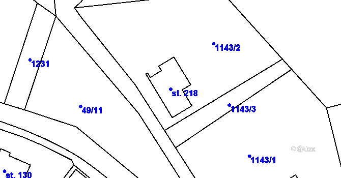 Parcela st. 218 v KÚ Radimovice u Sychrova, Katastrální mapa