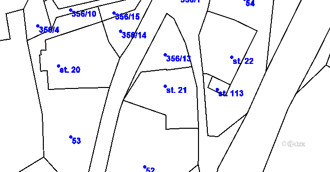 Parcela st. 21 v KÚ Žďárek u Sychrova, Katastrální mapa
