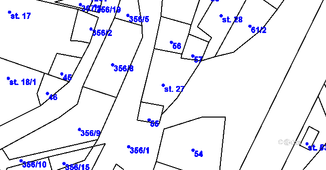 Parcela st. 27 v KÚ Žďárek u Sychrova, Katastrální mapa