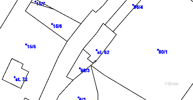 Parcela st. 62 v KÚ Žďárek u Sychrova, Katastrální mapa