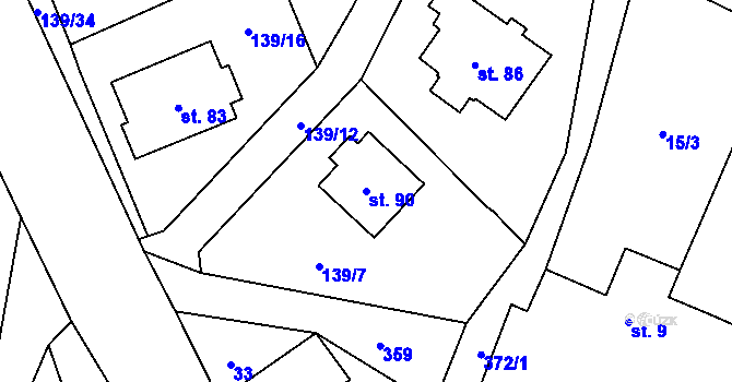 Parcela st. 90 v KÚ Žďárek u Sychrova, Katastrální mapa