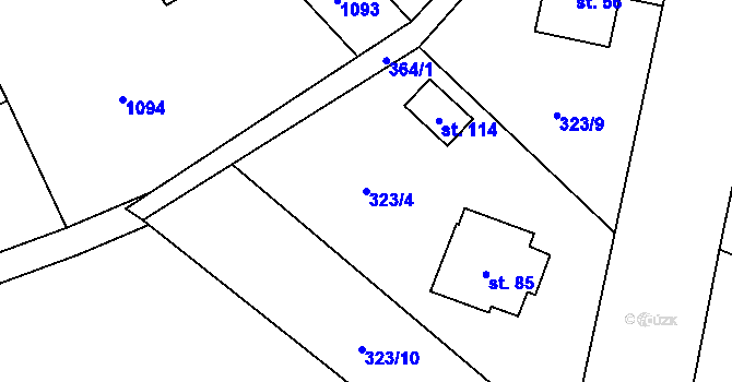 Parcela st. 323/4 v KÚ Žďárek u Sychrova, Katastrální mapa