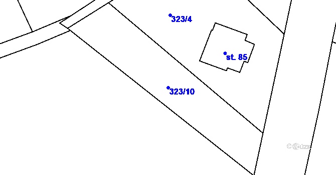 Parcela st. 323/10 v KÚ Žďárek u Sychrova, Katastrální mapa