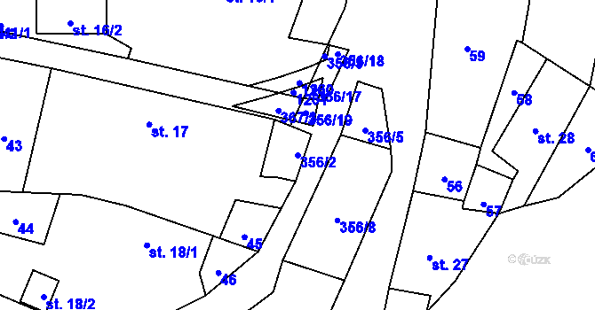 Parcela st. 356/2 v KÚ Žďárek u Sychrova, Katastrální mapa