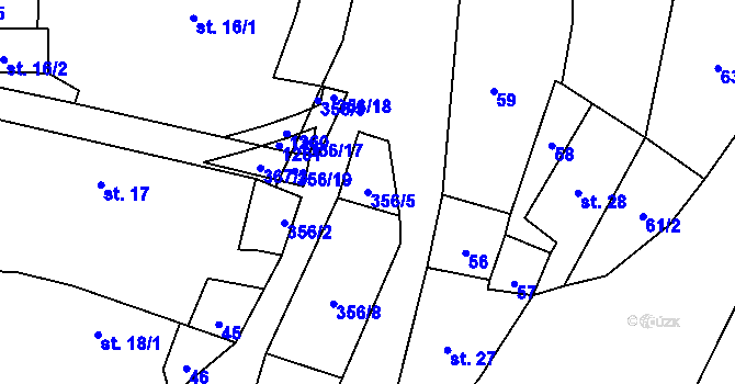 Parcela st. 356/5 v KÚ Žďárek u Sychrova, Katastrální mapa