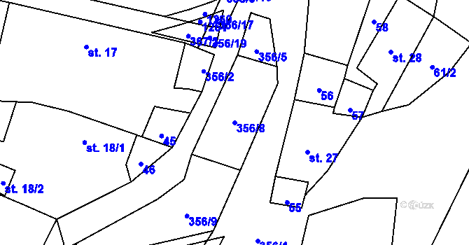 Parcela st. 356/8 v KÚ Žďárek u Sychrova, Katastrální mapa