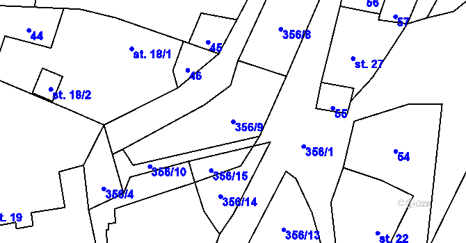 Parcela st. 356/9 v KÚ Žďárek u Sychrova, Katastrální mapa