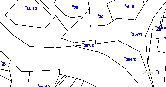 Parcela st. 357/2 v KÚ Žďárek u Sychrova, Katastrální mapa