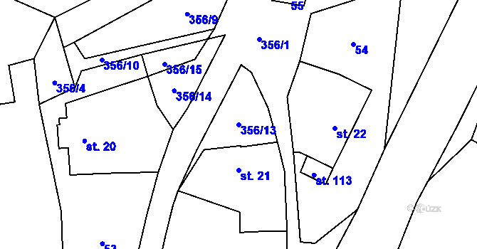 Parcela st. 356/13 v KÚ Žďárek u Sychrova, Katastrální mapa