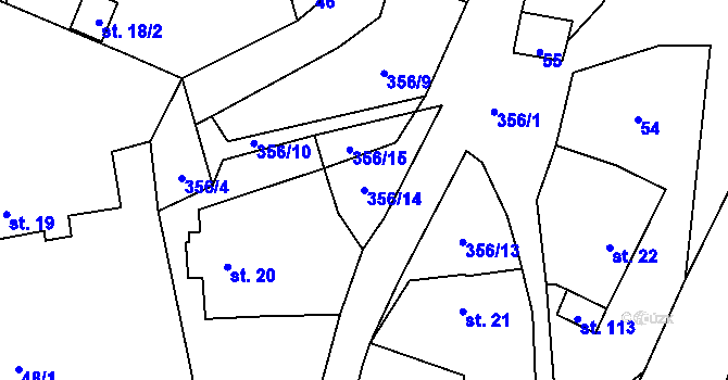 Parcela st. 356/14 v KÚ Žďárek u Sychrova, Katastrální mapa