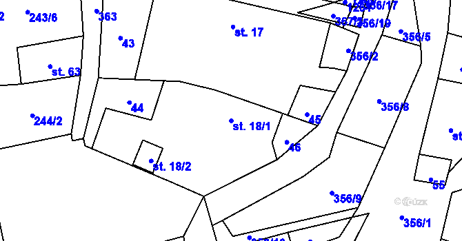 Parcela st. 18/1 v KÚ Žďárek u Sychrova, Katastrální mapa