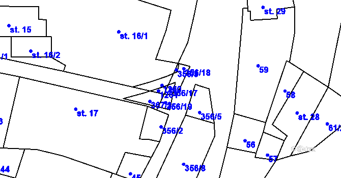 Parcela st. 356/17 v KÚ Žďárek u Sychrova, Katastrální mapa