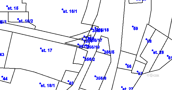 Parcela st. 356/19 v KÚ Žďárek u Sychrova, Katastrální mapa