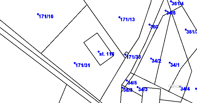 Parcela st. 118 v KÚ Žďárek u Sychrova, Katastrální mapa