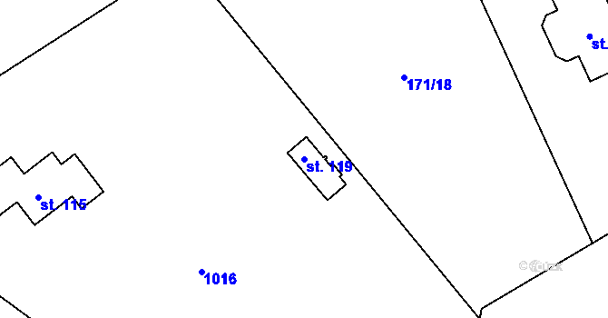 Parcela st. 119 v KÚ Žďárek u Sychrova, Katastrální mapa