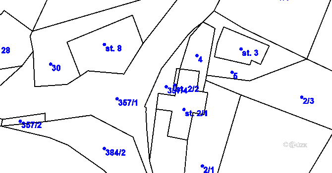 Parcela st. 357/4 v KÚ Žďárek u Sychrova, Katastrální mapa