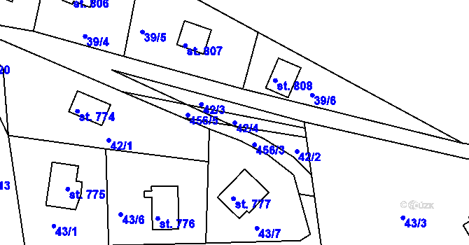 Parcela st. 42/4 v KÚ Sýkořice, Katastrální mapa