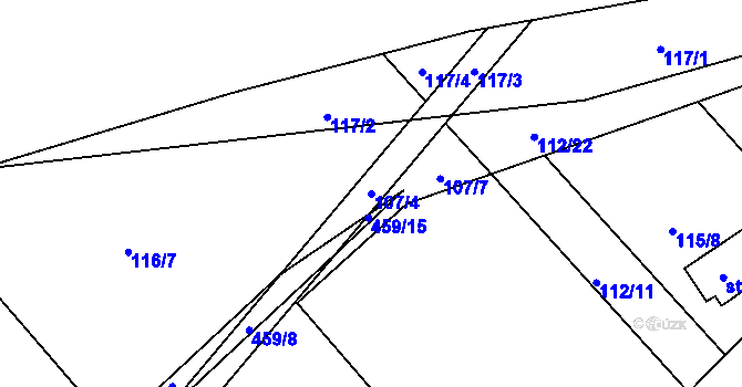 Parcela st. 107/4 v KÚ Sýkořice, Katastrální mapa