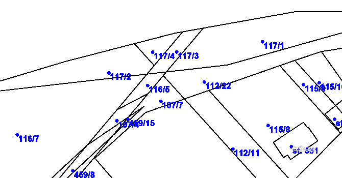 Parcela st. 107/7 v KÚ Sýkořice, Katastrální mapa