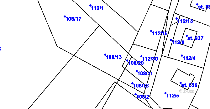 Parcela st. 108/13 v KÚ Sýkořice, Katastrální mapa