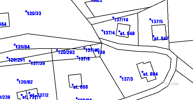 Parcela st. 138 v KÚ Sýkořice, Katastrální mapa