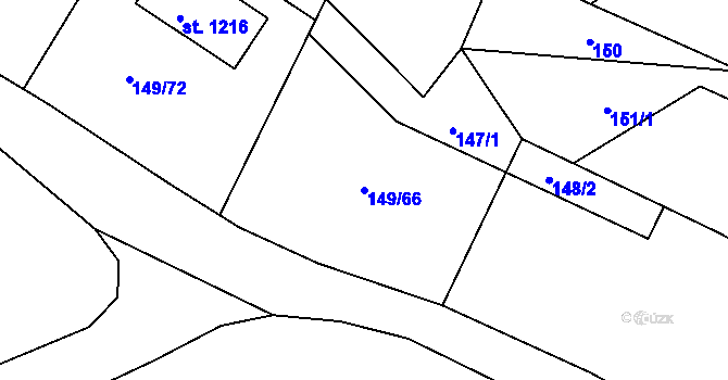 Parcela st. 149/66 v KÚ Sýkořice, Katastrální mapa